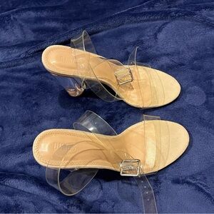 Dunes Transparent Clear Strap Round Heeled Block Sandals size 10